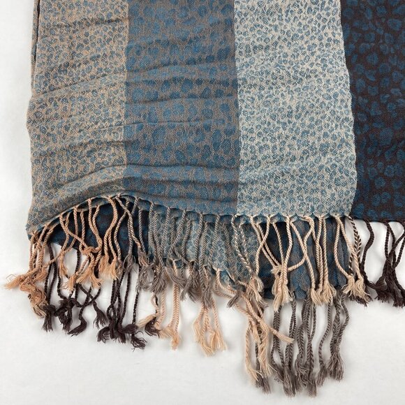 4 You Scarfs Womens Blue Animal Print Fringe - Picture 4 of 6